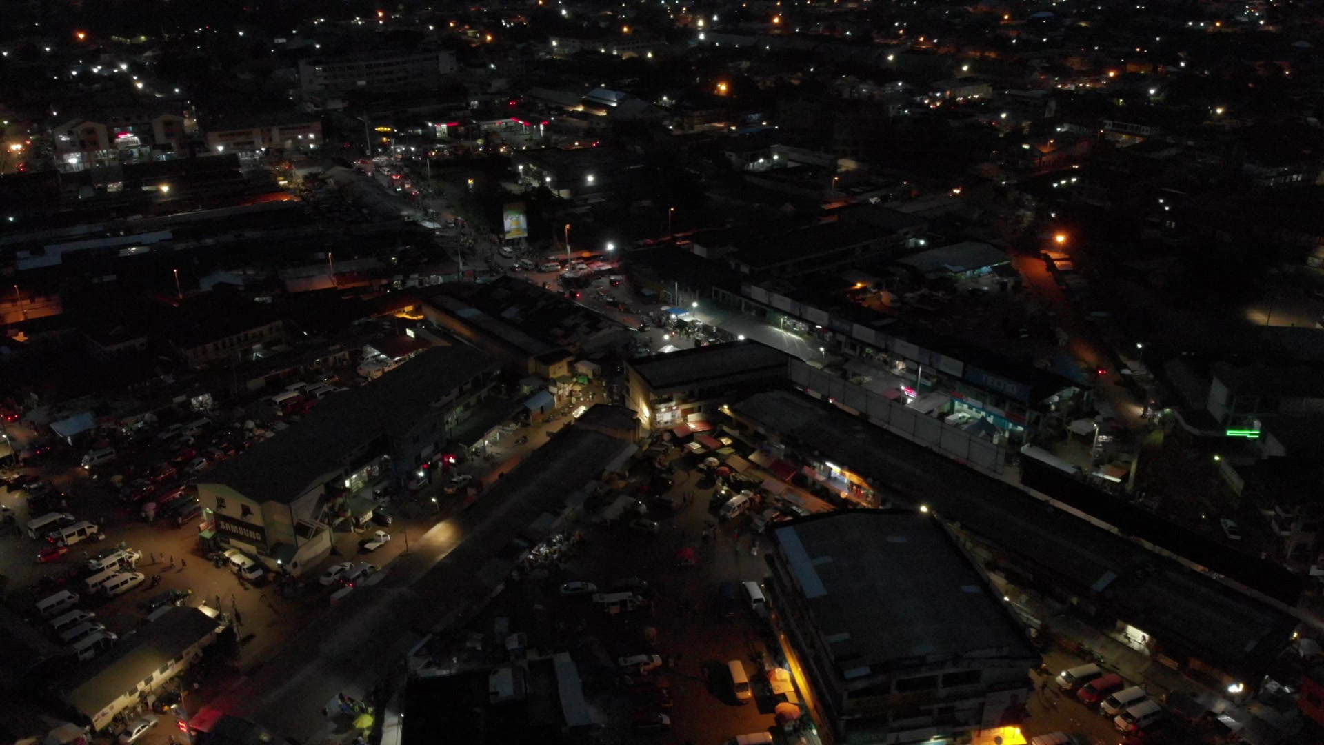 Koforidua Cityscape Night Flyover Scene 2