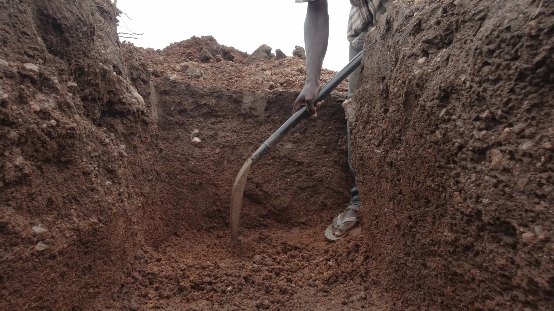 Laborer Digging Foundation Building Shoveling Dirt