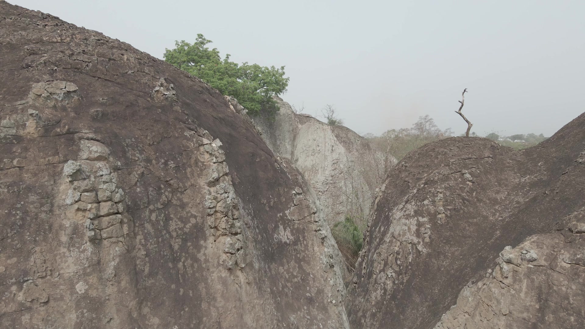 Drone Fly Between Rocks