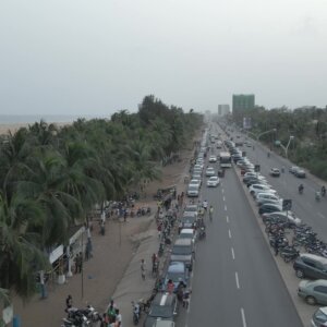 Busy Street Road Highway Beach Coconut Trees
